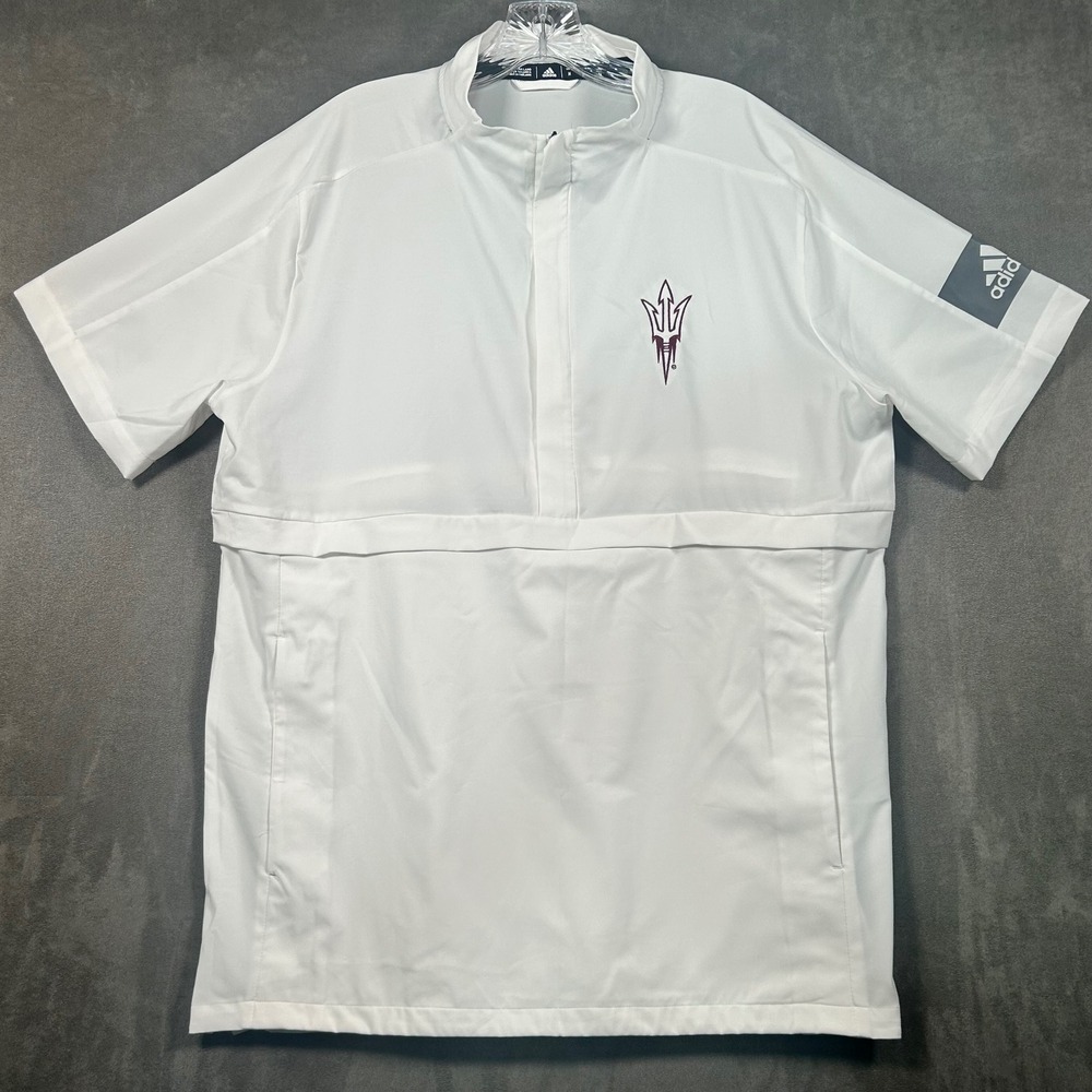 Adidas Arizona State Sun Devils ASU Short Sleeve 1/4 Zip Jacket White Mens M